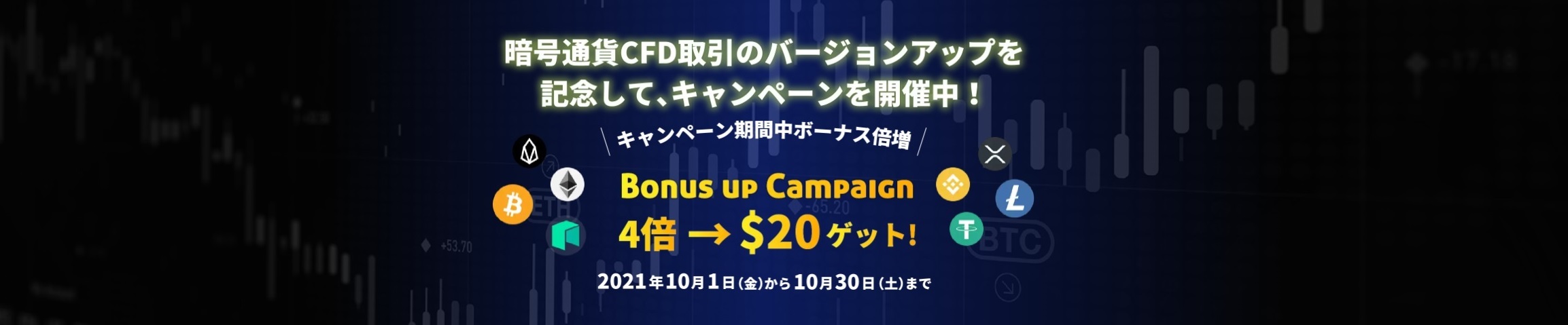 【BigBoss】暗号通貨CFD取引ボーナス4倍キャンペーン